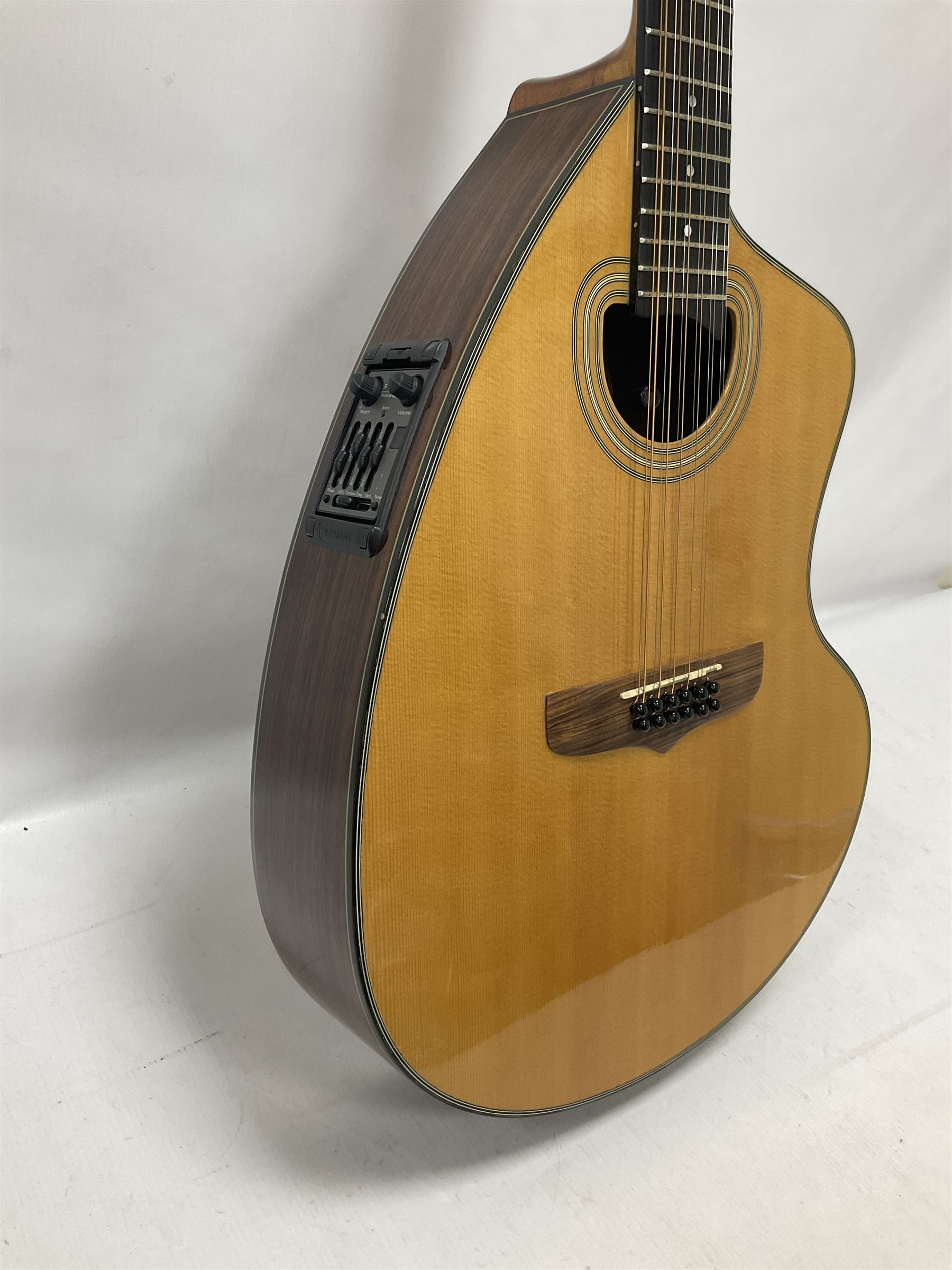 Brazilian Giannini Craviola twelve string acoustic guitar, with Fishman Premium Blend onboard pickup, in fitted hard case 