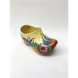 Clarice Cliff Bizarre 'Gayday' pattern Clog, L11.5cm 