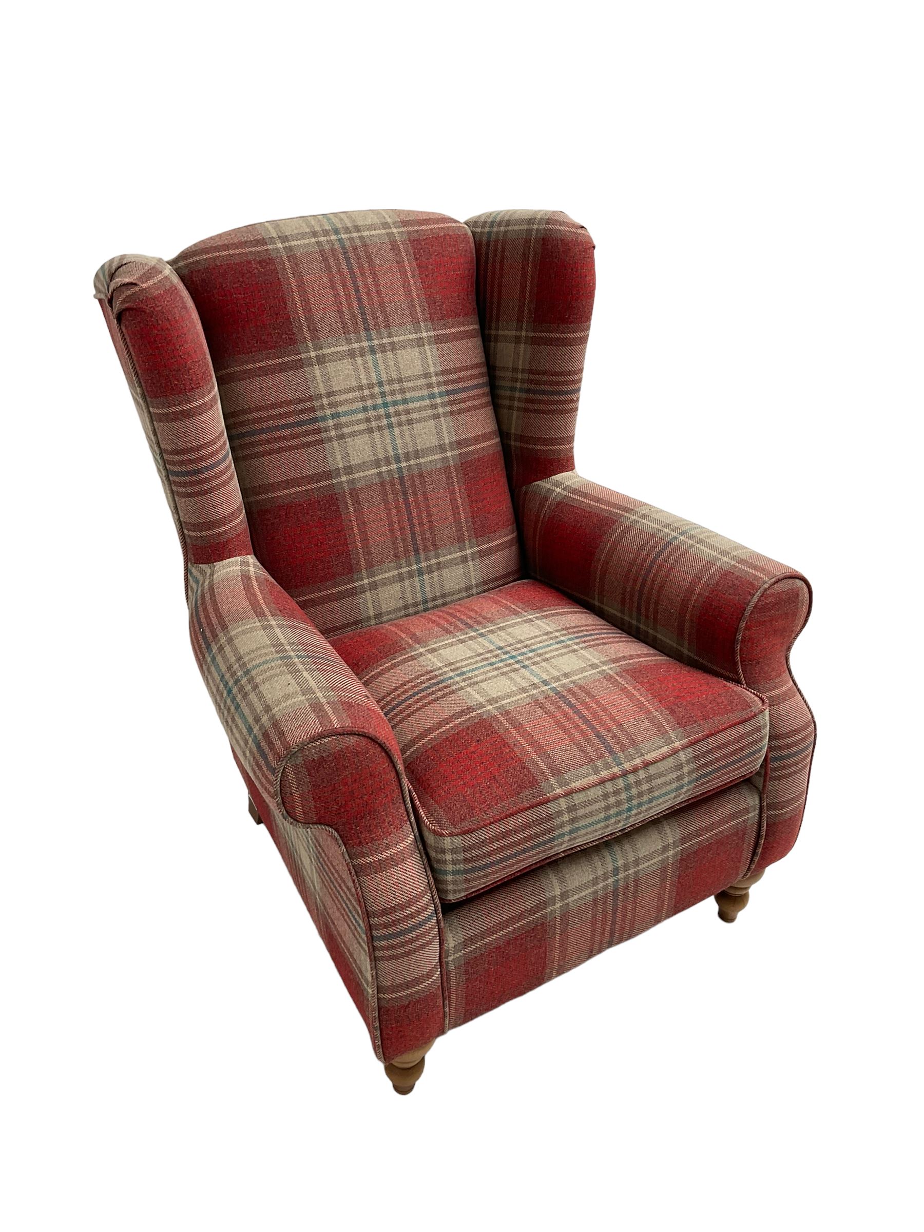Next Home - wingback armchair, upholstered in checkered fabric 
