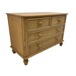 Victorian style solid pine chest, fitted with two short and two long drawers; and a pine wall mirror