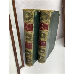 Three L Ruet etchings, together with two volumes of The Life and Times of Queen Victoria by Wilson 