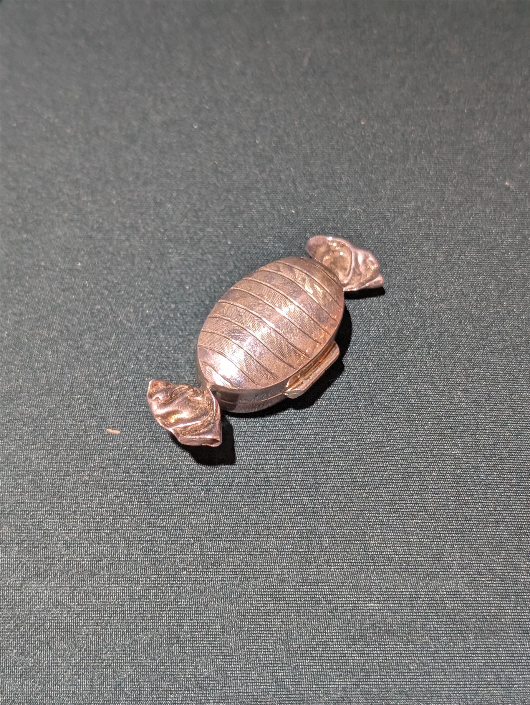 Silver trinket box, modelled as a sweet, hallmarked 