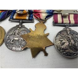 WW1 British Royal Navy Campaign and Royal Naval Fleet Reserve Long Service and Good Conduct group of five medals comprising British War Medal, 1914-15 Star and Victory Medal awarded to SS.113274 J.W. Baines Sto.1 R.N.; Naval general Service Medal to J.W. Baines Sto.1 N.B.; and Royal Fleet Reserve Long Service and Good Conduct Medal to SS.113274 (Dev. B.7397) J.W. Baines Sto.1 R.F.R.; all with ribbons