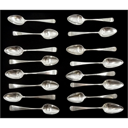 Six George III silver teaspoons, Old English pattern by Ann Robertson (1804-1811) Newcastle, ten other George III and IV silver teaspoons all hallmarked, approx 6.5oz