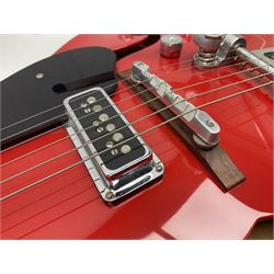 Gretsch Electromatic semi-acoustic guitar model G5129 in black and red with Bigsby tremolo, serial no.KS05063904; L105cm; in fitted hard carrying case