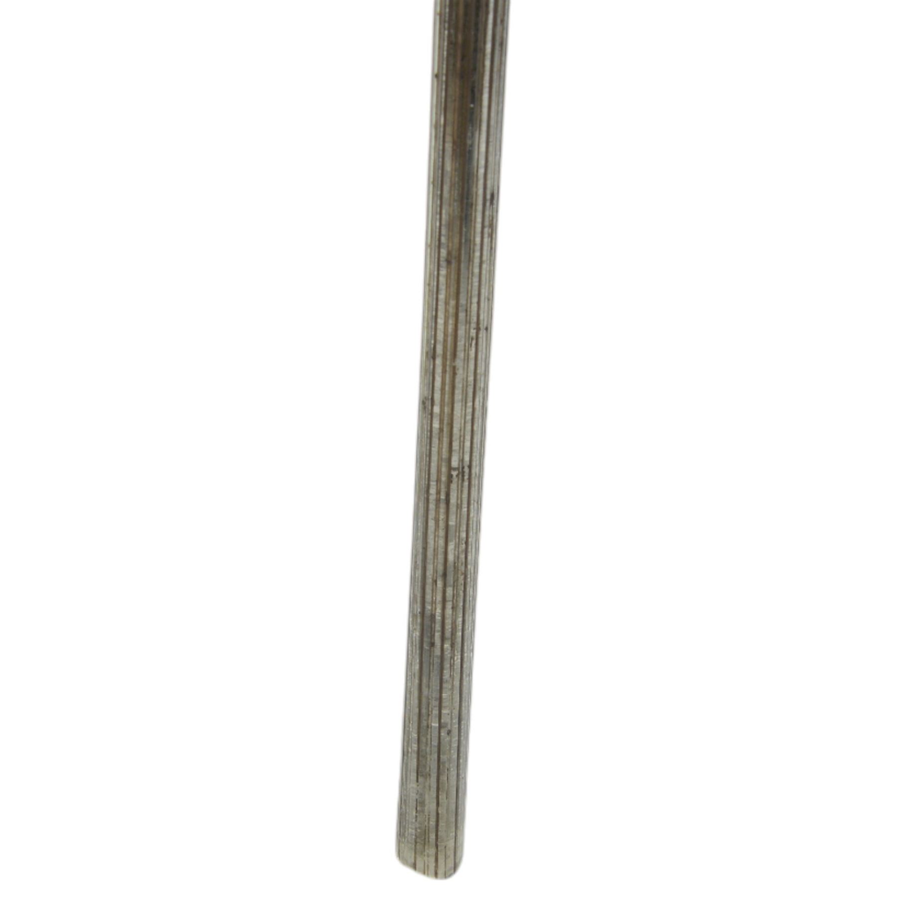 Blown glass walking stick with a metallic silver interior coloring and ribbed stem, L114
