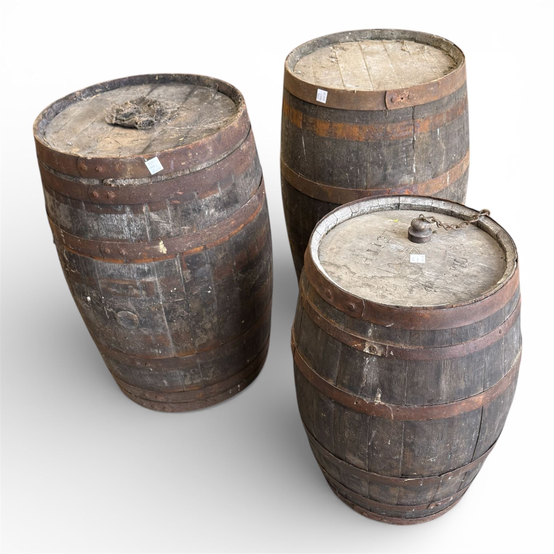 Three Rustic oak coopered barrels
