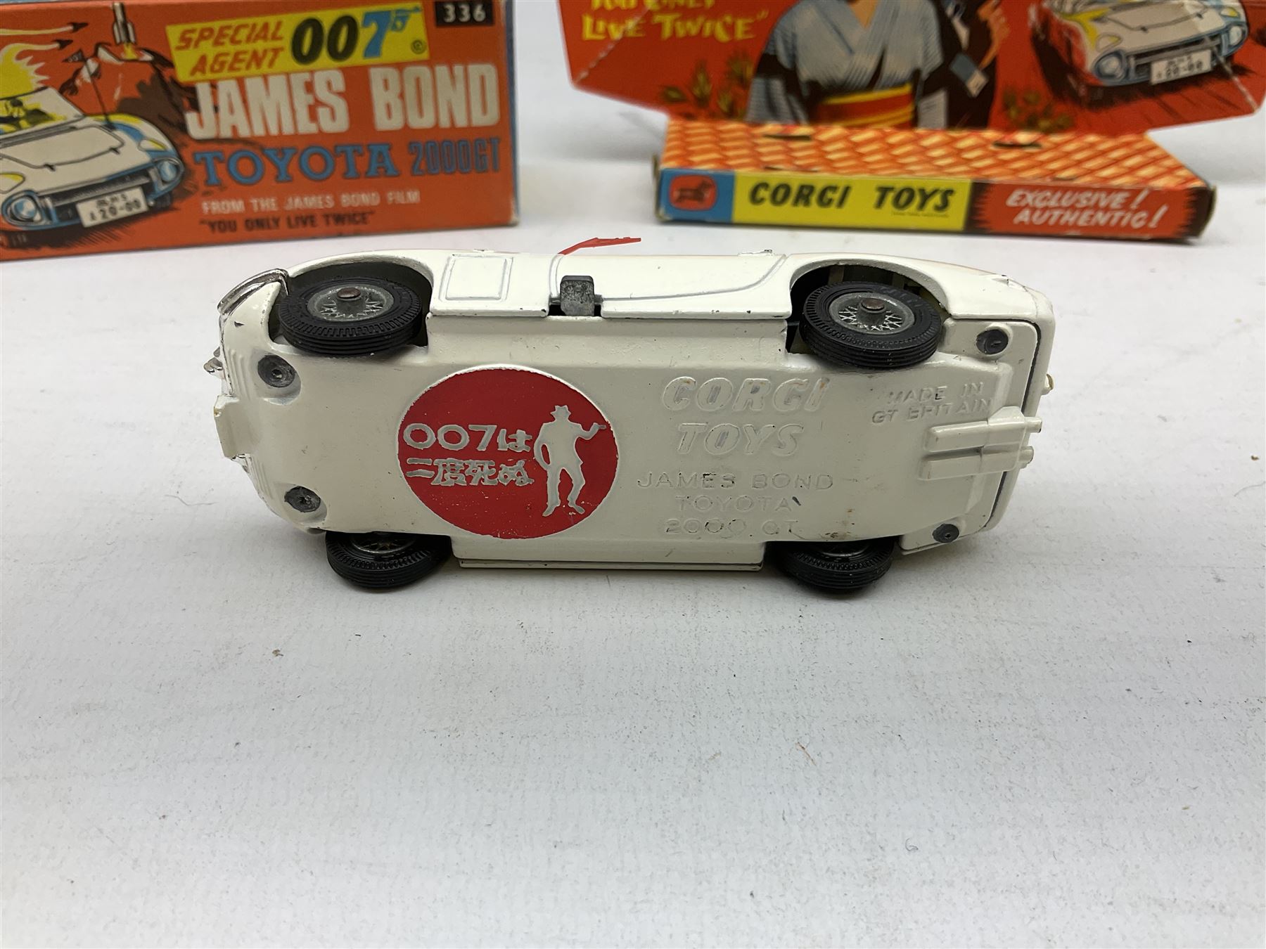 Corgi James Bond Toyota 2000GT from You Only Live Twice No.336, with inner display packaging and rocket launcher in boot with four missiles, leaflet in base, boxed