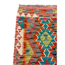 Chobi Kilim rug, multi-coloured ground and decorated with overall geometric design