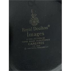 Four Royal Doulton Images figures comprising 'Happy Anniversary', 'Wedding Day', 'Congratulations' and 'Carefree', together with a set of three Heinrich collectors plates depicting Fairies.