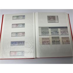 World stamps with many relating to Victory in Europe including King George VI '8th June 1946' stamps from various countries including Antigua, British Guiana, British Honduras, British Solomon Islands, Cayman Islands, Ceylon, Fiji, Grenada, Montserrat, St Helena etc, both mint and used stamps seen, housed in three stockbooks