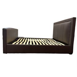 SuperKing 6’ tv bed upholstered in brown faux leather