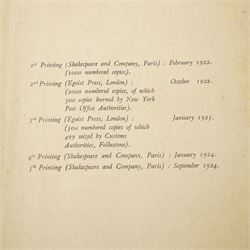 Joyce, James - 'Ulysses' fifth printing Shakespeare & Company, Paris, September 1924, bound in leather