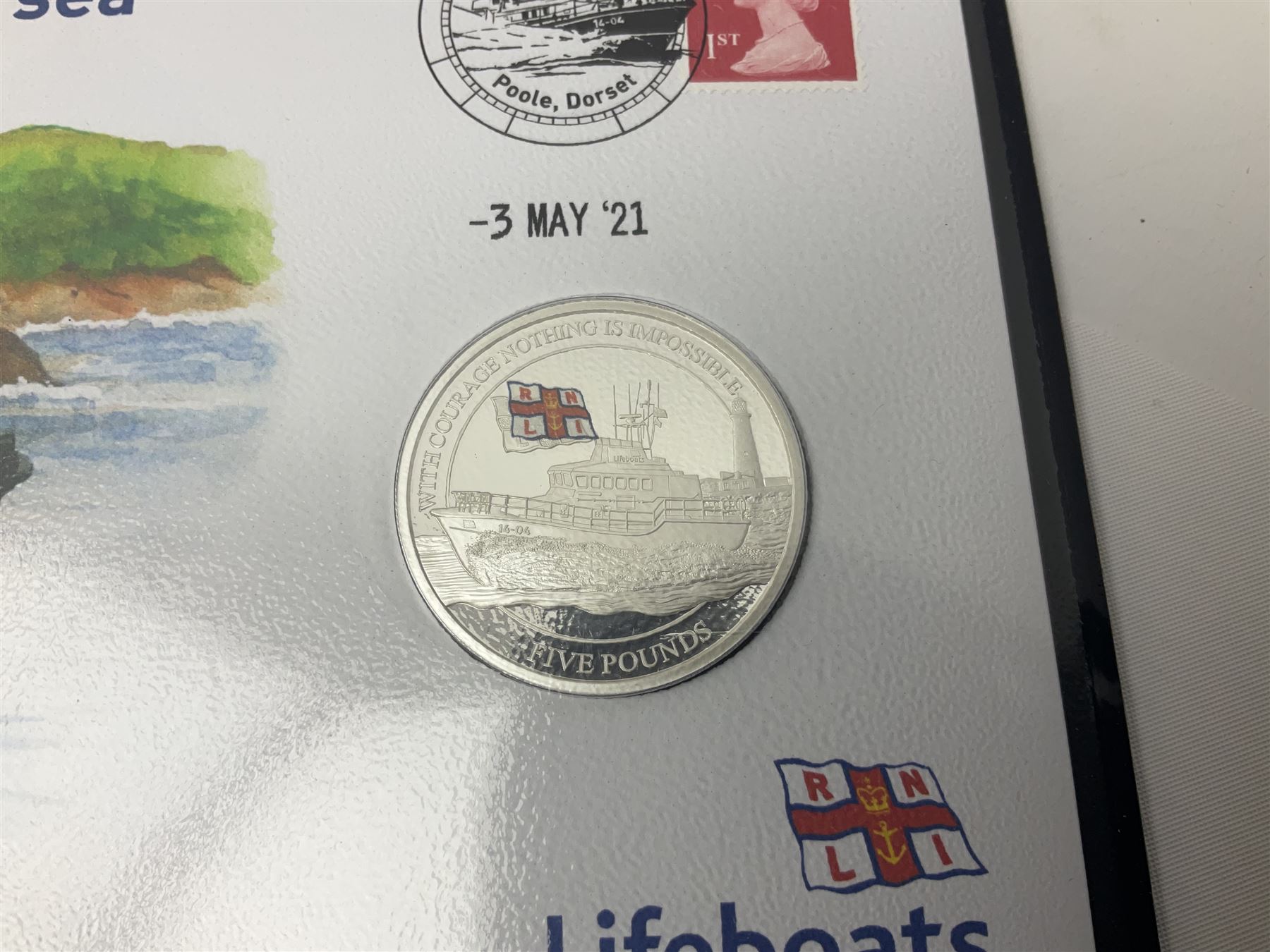 Commemorative coins and covers, including '80th Anniversary of the Battle of Britain' coin cover with Solomon Islands 2020 half dollar, 'Royal National Lifeboat Institution' coin cover with Alderney 2021 five pounds, 'Queen Elizabeth II's 95th Birthday' coin cover with Solomon Islands 2021 half dollar, other similar coin covers all in Harrington and Byrne folders, The Royal Mail 'HM The Queen's 95th Birthday' coin cover with 2021 five pounds and Queen Elizabeth II Isle of Man 2020 'Peter Pan' fifty pence coin collection in card folder
