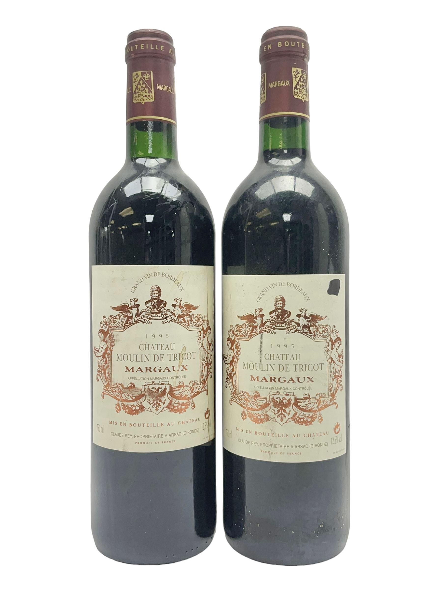 Chateau Moulin De Tricot, 1995, Margaux, 750ml, 12.5% vol, two bottles 