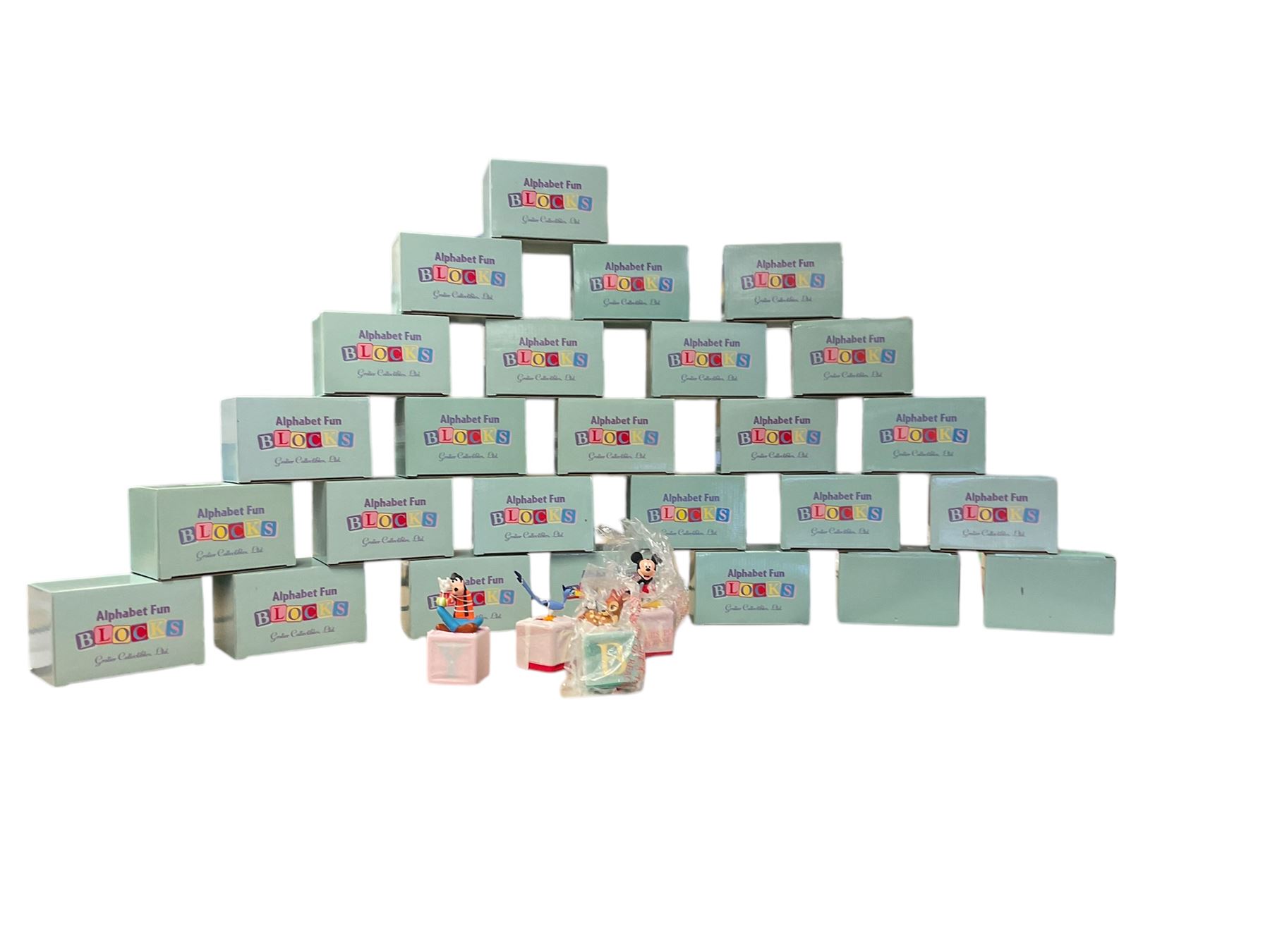 Set of twenty-six Grolier Disney 'Alphabet Fun' blocks all boxed