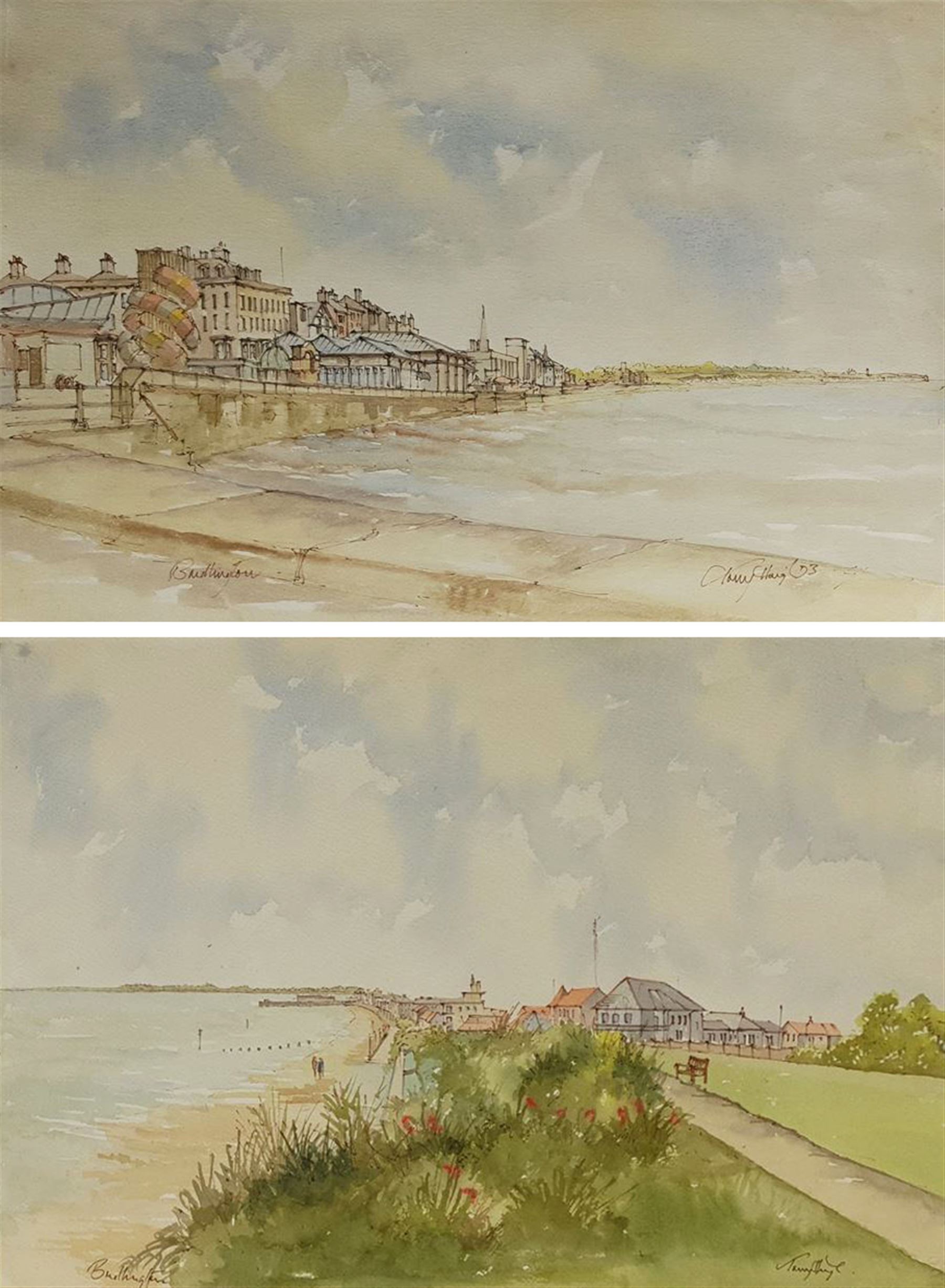 Tony Haigh (British c1936-2012): 'Bridlington', pair watercolours signed and titled 38cm x 57cm (2) (unframed)