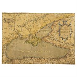 Abraham Ortelius (Belgian 1527-1598): 'Pontus Euxinus', early 17th century engraved map with hand-colouring of the Black Sea and the Crimean Peninsula pub. c.1609, 50cm x 35cm (unframed)