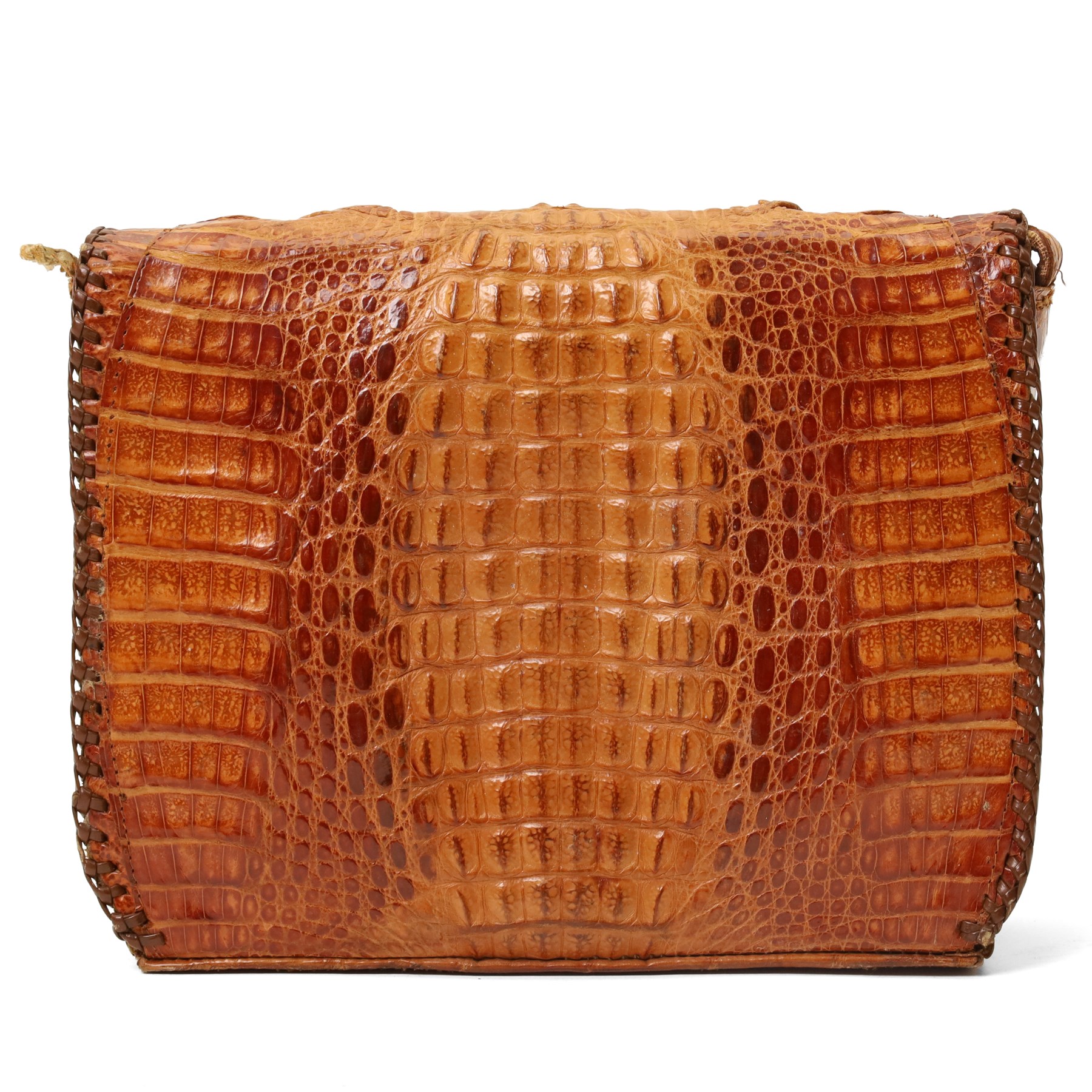 Taxidermy - mid-century alligator skin handbag, no maker's label, width 21cm 