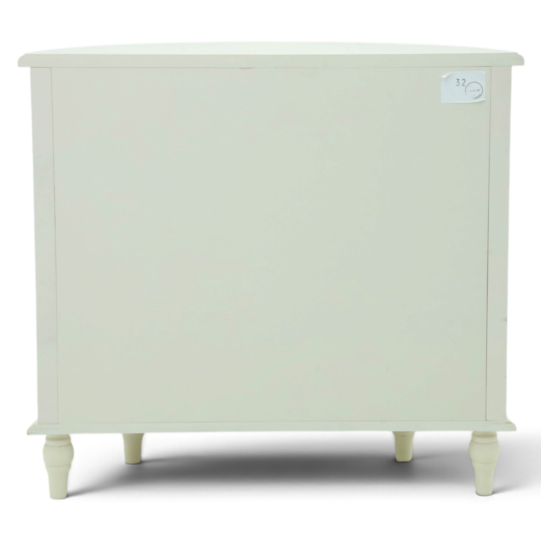 Laura Ashley - 'Clifton' demi-lune chest, fitted with four graduating bow-front drawers with brass swan neck handles, raised on turned supports, in ivory finish