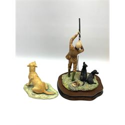Two Border Fine Arts figures by Ray Ayres, comprising Reaching for the High Bird, H26cm, and seated yellow Labrador, H16.5cm.