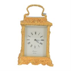 Rapport-English late 20th century 8-day timepiece brass carriage clock in a late 19th century 