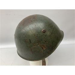 WWII Italian steel helmet with liner and chin strap