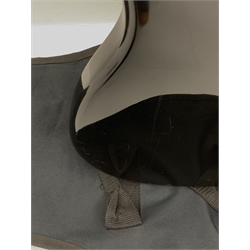  Fender Squier Bronco Affinity Series electric bass guitar, in black and white, serial no. IC021107489, L108cm, in associated Squier soft carrying case. From the collection of the late John Burgess of Beverley who played in the bands Penjants, Wine, Strollers, Revox, Sound Foundation, Pickle Belly Alley, Ragamuffins and Jerryattricks.