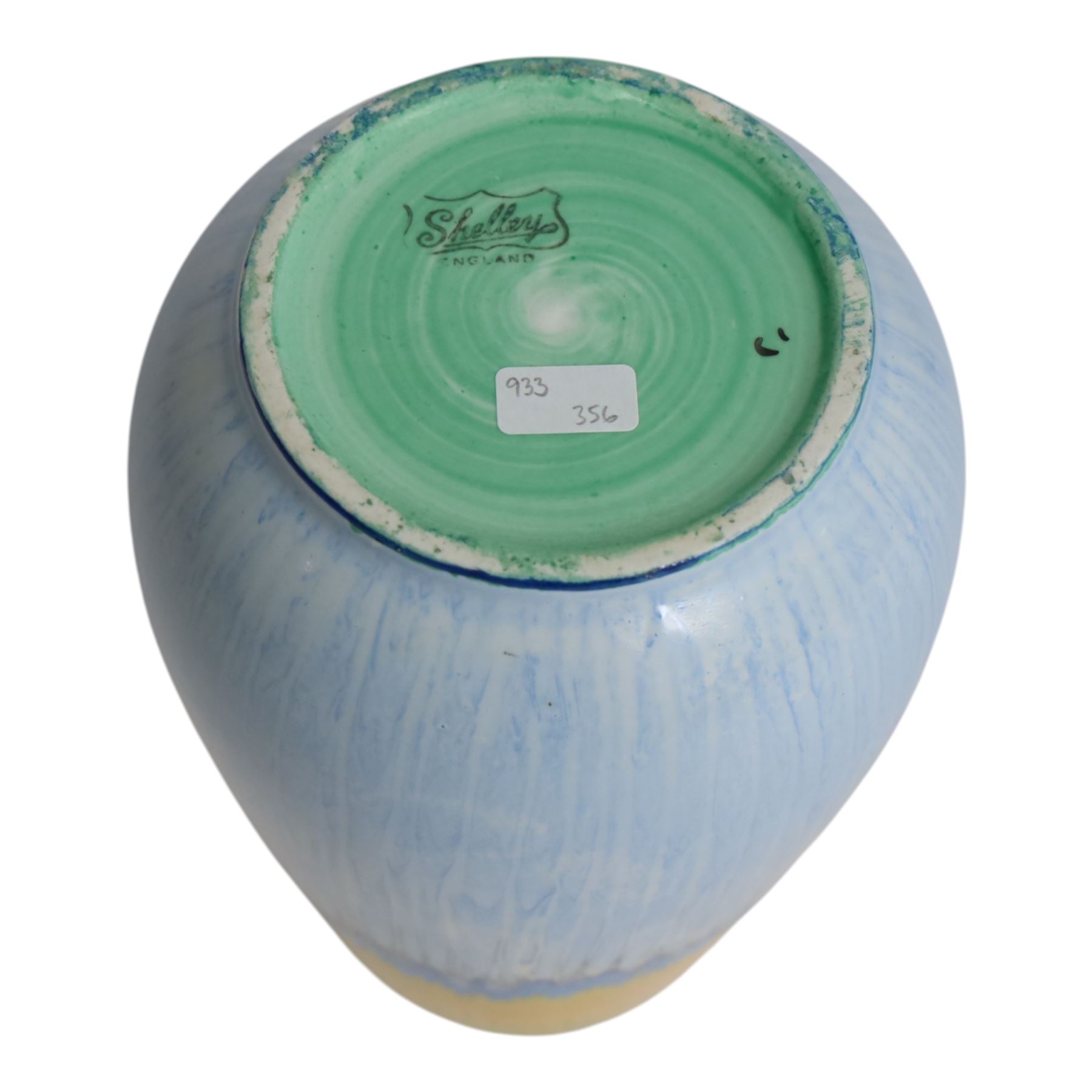 Six Shelley drip glaze vases of various shapes, largest H24cm 