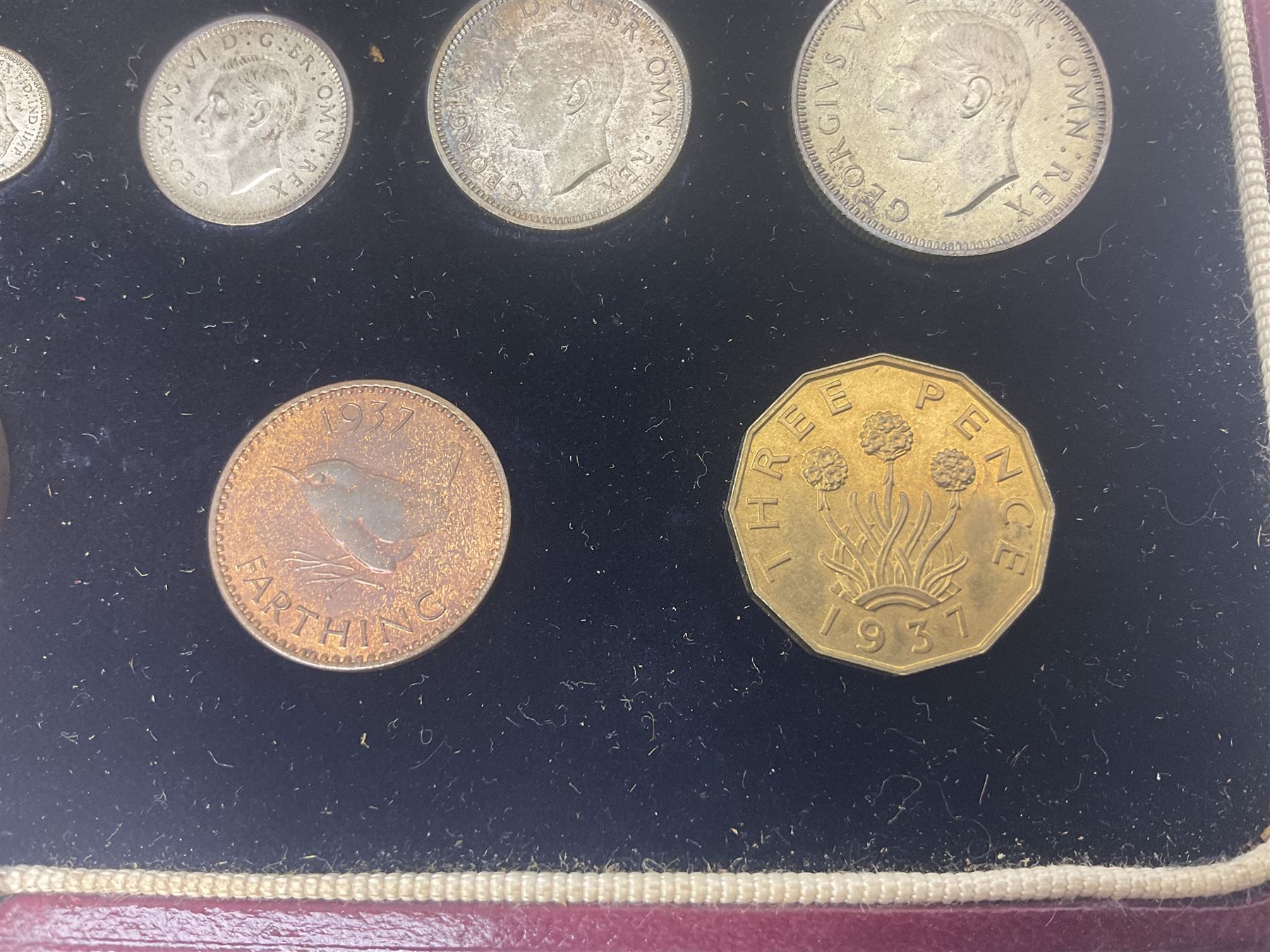 King George VI 1937 specimen coin set, farthing to crown including maundy coinage, in dated case