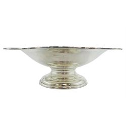 Early 20th century silver pedestal bowl, of circular form with pie crust type rim, upon spreading circular stepped foot, hallmarked Atkin Brothers, Sheffield 1922, H8cm D27cm, approximate weight 18.29 ozt (569 grams)