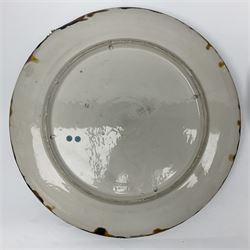 Two 20th Century Portuguese Palissy style Majolica wall plates, one depicting a crab, the other a lobster each to the centre modelled in relief surrounded by encrustations and shells, both with impress marks beneath, D32cm