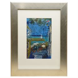 Selina Thorp (British 1968-): 'St Ives Lighthouse', pastel and watercolour signed titled and dated 1997 verso 33cm x 20cm