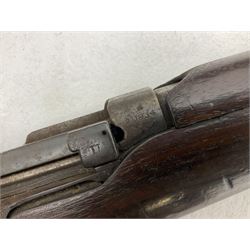 WW1 Lee Enfield SMLE .303 bolt action rifle with 63.5cm barrel and magazine; No.20934; L112cm overall; home deactivated by welding down bolt and end of barrel so requires re-deactivation to modern standards; and 19th century 12-bore double barrel hammer shotgun with 65cm cut-down barrels, non-rebounding hammers and under-lever opening, the lock-plate indistinctly inscribed G.T. Bartrant(?) L75cm overall; home deactivated by welding both barrels closed at breech so requires re-deactivation to modern standards (2) RFD ONLY 