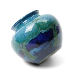 William Moorcroft Moonlit Blue pattern vase, c1925, of squat ovoid form with everted rim, impressed marks to base, H6.5cm