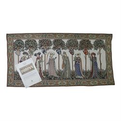 La Manta tapestry wall hanging, by Hines of Oxford, after teh 1420 fresco by Giacomo Jaquerio in the great hall at Casello Della Manta, H65cm, L130cm