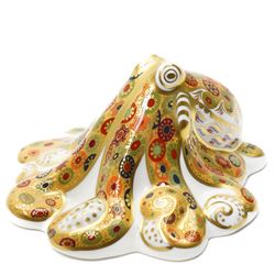 Royal Crown Derby 'Octopus' paperweight, limited edition 522/2500, with gold stopper and c...