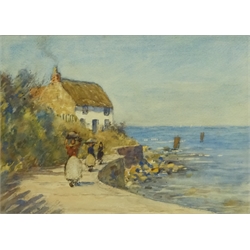  James William Booth (Staithes Group 1867-1953): Lady Palmer's Cottage Runswick Bay, watercolour signed 26cm x 36cm  DDS - Artist's resale rights may apply to this lot    