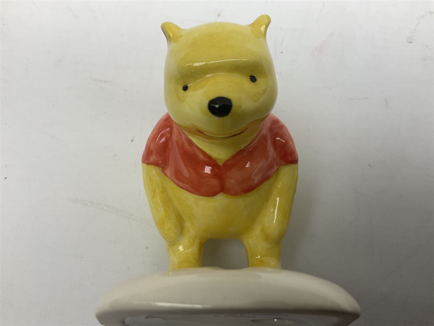 Two Royal Doulton Brambly Hedge figures comprising ‘Mrs Saltapple’ and ‘Poppy Eyebright’, Royal Albert Beatrix Potter ‘Foxy Whiskered Gentleman’ and ‘Mr Benjamin Bunny’, all with boxes, two Border Fine Arts Beatrix Potter figures comprising ‘Mrs Tiggywingle’ and ‘Mrs Rabbit’, Royal Doulton ‘Spike and Tyke’ and ‘Winnie Pooh and Footprints’ both with boxes, all marked beneath