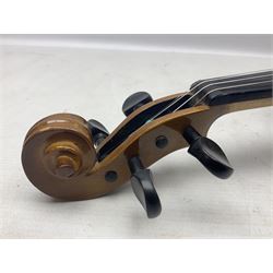Stentor Student violin with 36cm two-piece back and spruce top, bears label 'The Stentor Student II No.1117807' L59cm; and another similar student's violin by Palatino (2)