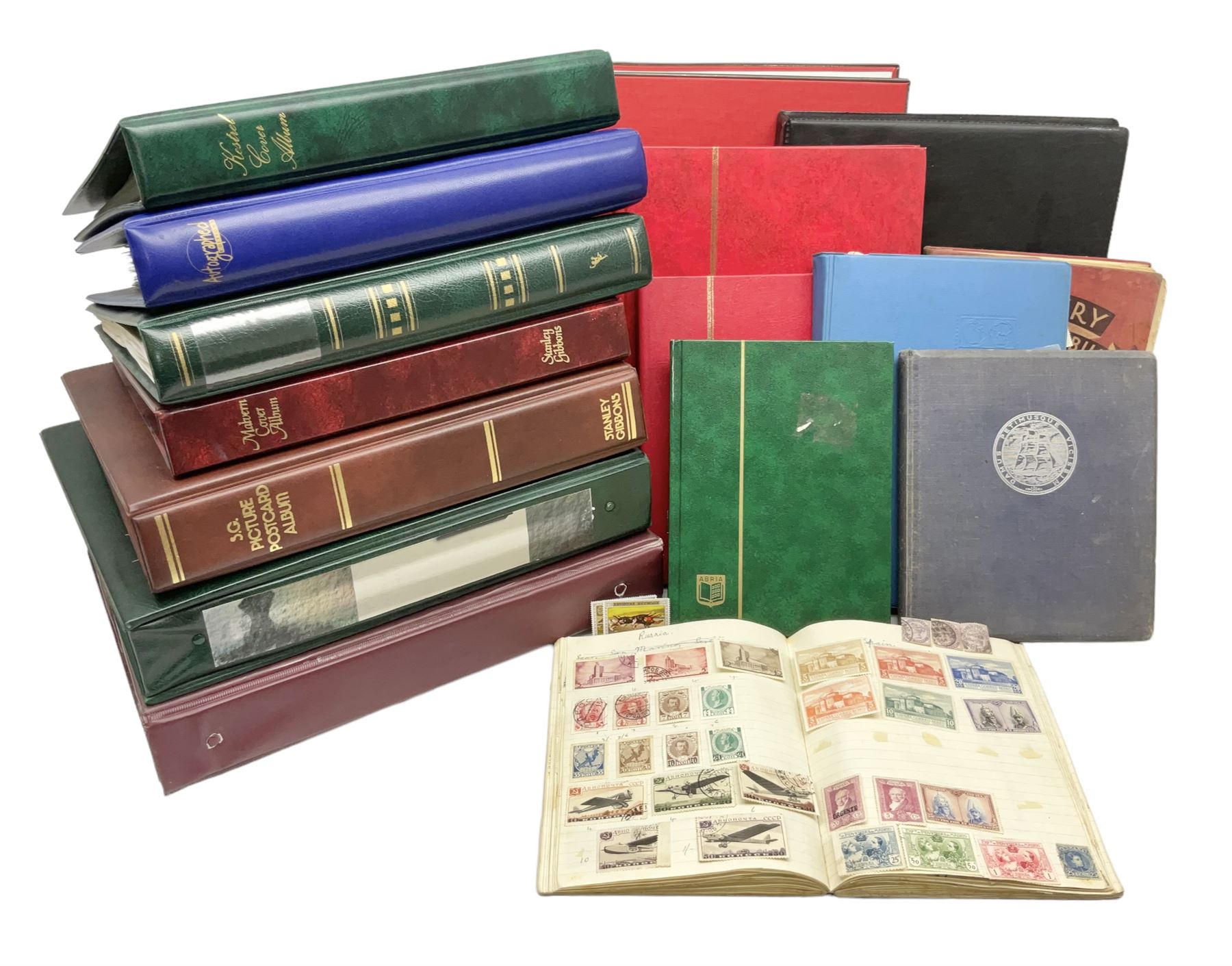 Various Royal Mail PHQ cards, first day covers, World stamps including Poland, Uruguay, Pakistan etc, housed in sixteen albums / folders, in one box