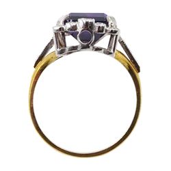 Silver-gilt Art Deco style stone set dress ring, stamped Sil