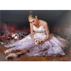 After Stephen Pan (Chinese 1963-): Ballerina and Ballet Shoe, lithograph signed 48cm x 67cm 