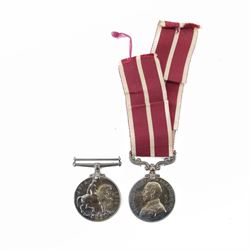 Medal duo; Meritorious Service Medal George V and WWI War Medal, awarded to 104515 J.R. Wo...