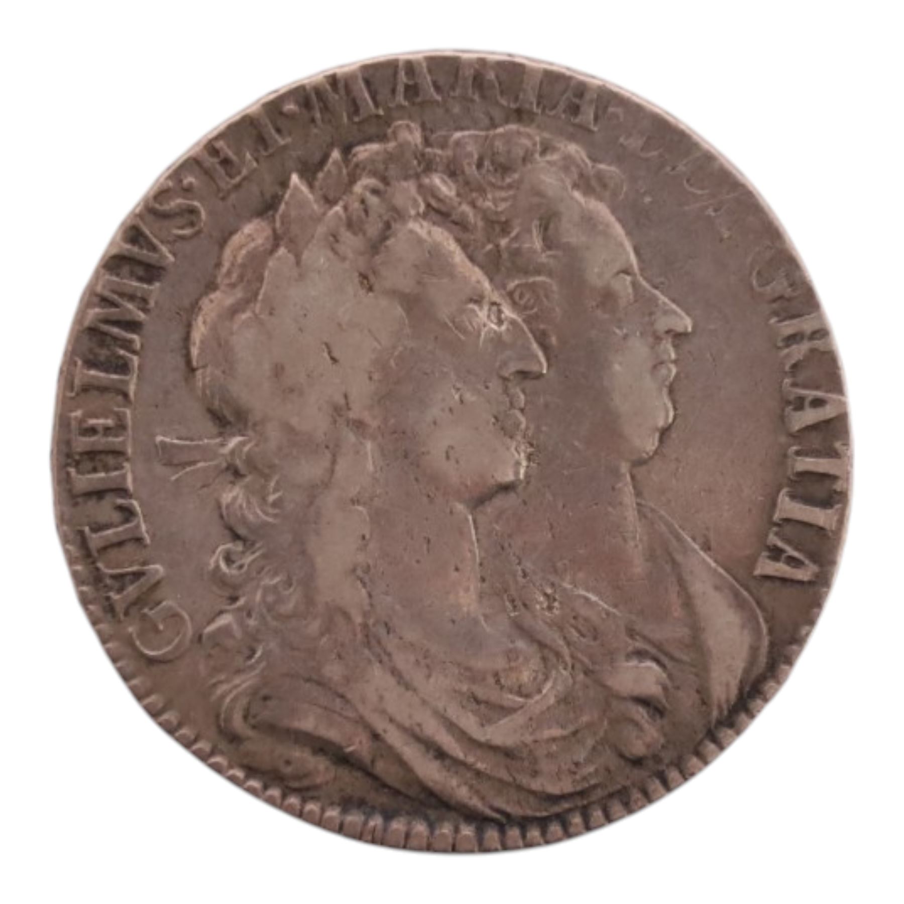 William and Mary 1689 silver half crown coin