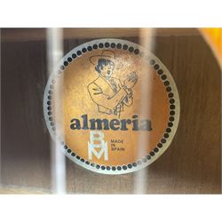 Spanish Almeria acoustic guitar, together with a P style bass guitar, guitar stand and a collection of mostly country music vinyl records