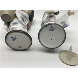 Six Lladro figures of the China doll set and Oriental doll set, comprising Playing the Flute no.6150, Bearing Flowers no.6151, Flower Gazer no. 6152, Oriental Dance no. 6230, Oriental Lantern no. 6231 and Oriental Beauty no. 6232, largest H20cm