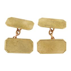 Pair of 9ct gold cufflinks, with engine turned decoration, Birmingham 1987