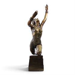 After Demetre Chiparus - Art Deco style bronze, modelled as a female dancer with arms outstretched, H70cm