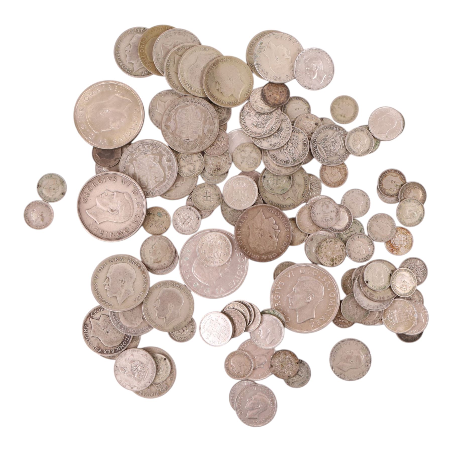 Approximately 560 grams of Great British pre-1947 silver coins